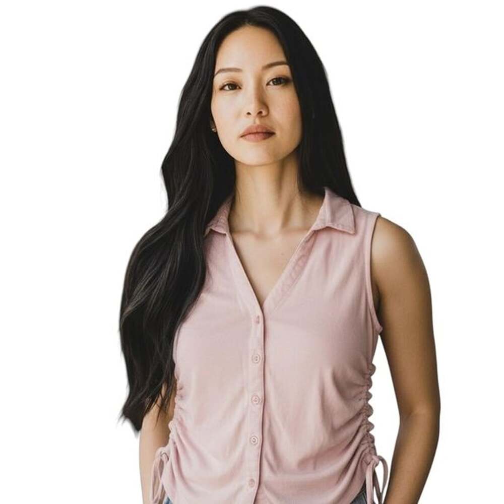 Guess Pink Sleeveless Button Down with Tie up the sides